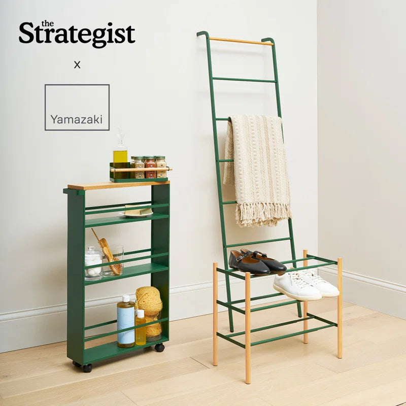 Yamazaki Home Tosca Magnetic Spice Storage Rack Organizer For Fridge - Steel + Wood