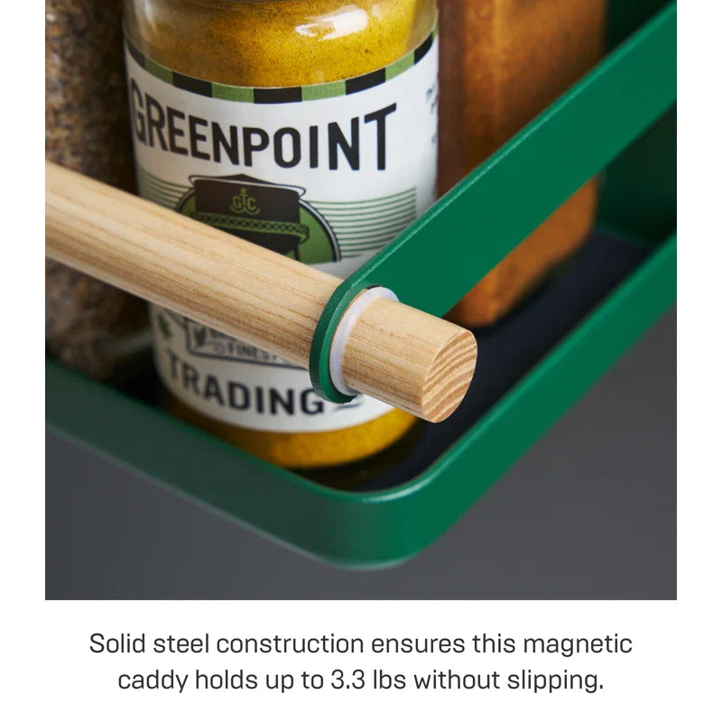 Yamazaki Home Tosca Magnetic Spice Storage Rack Organizer For Fridge - Steel + Wood